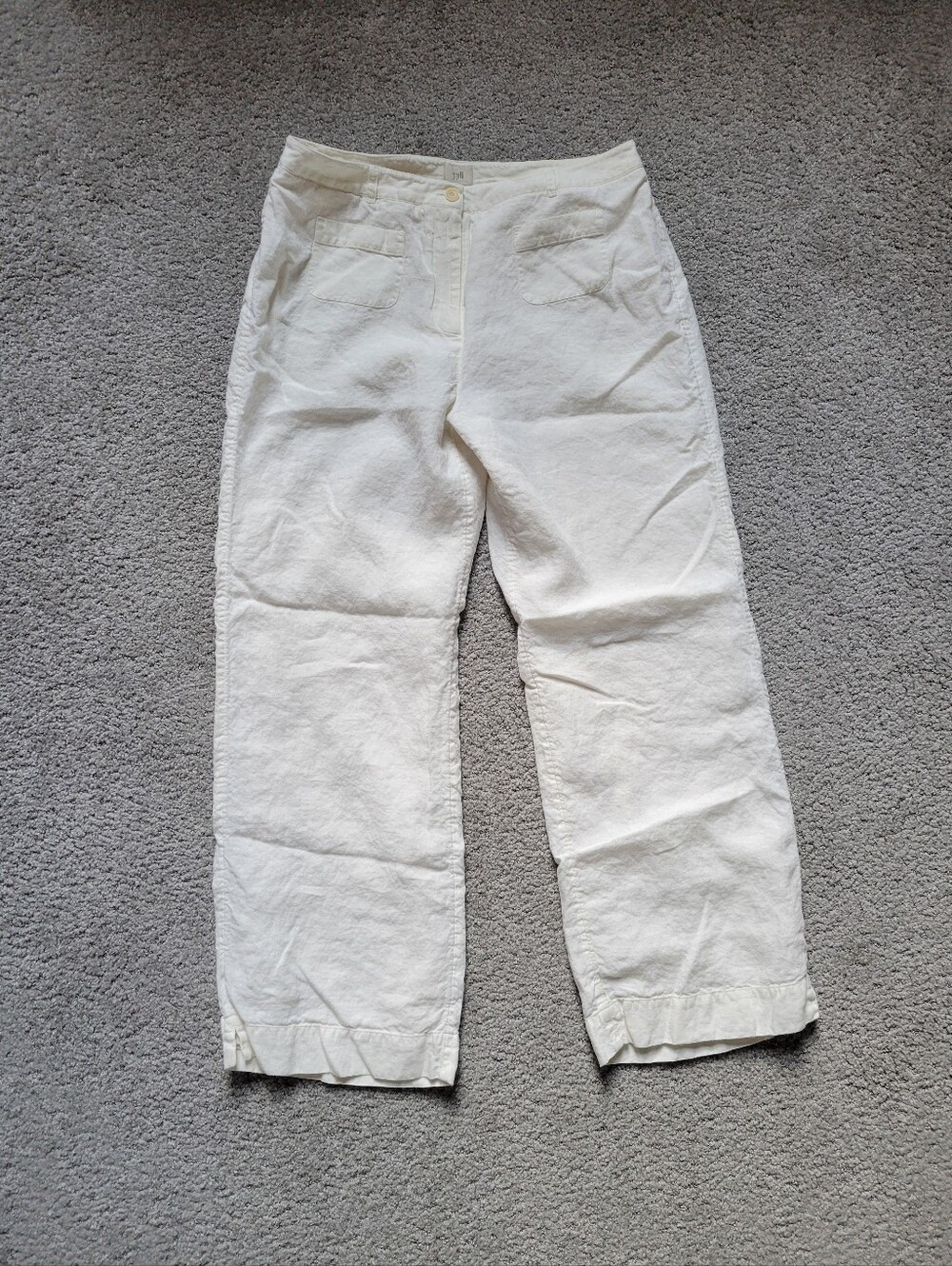 J. Jill White 100% Linen Lined Pants Size 12 Coastal Summer
